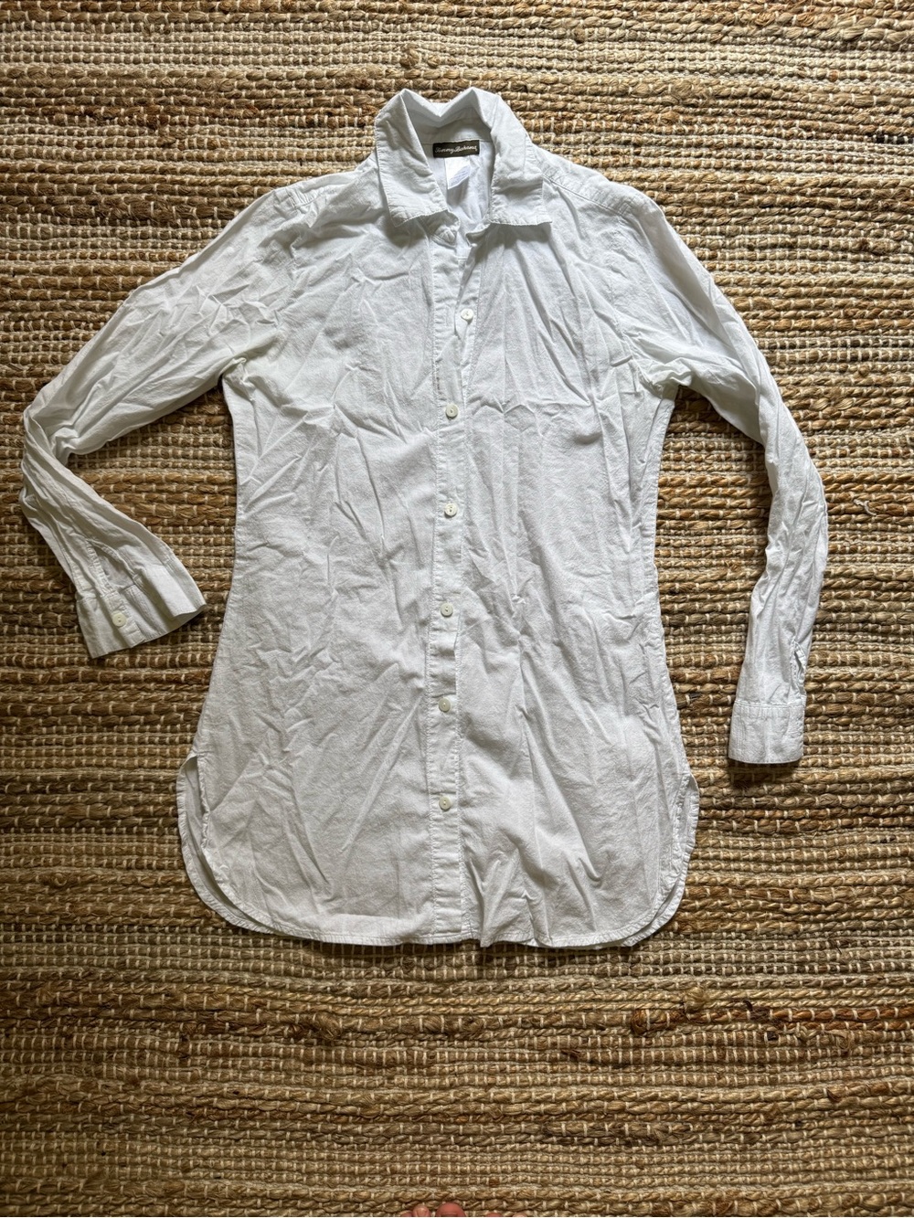 Classic White Long-Sleeve Button-Down Shirt Dress